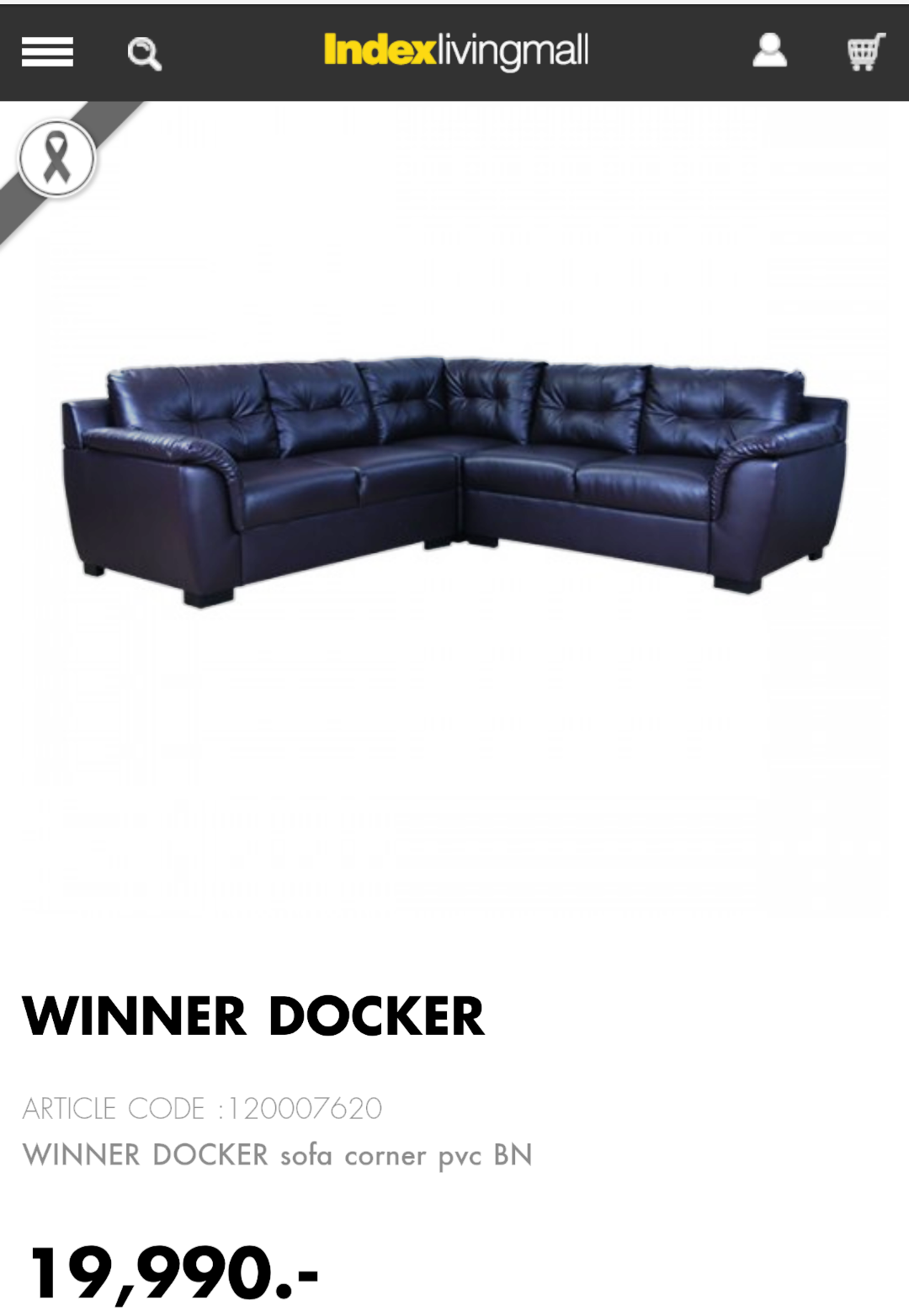 Almost New Index Living Mall L-Shaped Sofa