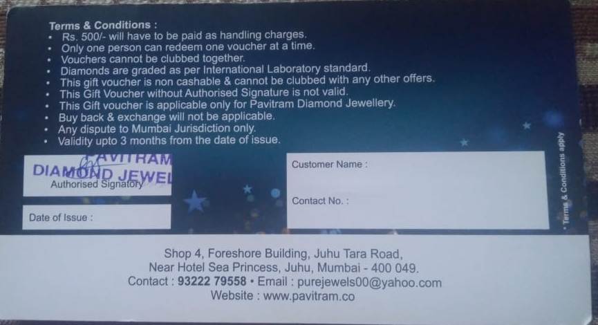 Real Diamond Jewelry Gifting Certificates on 100% Trs