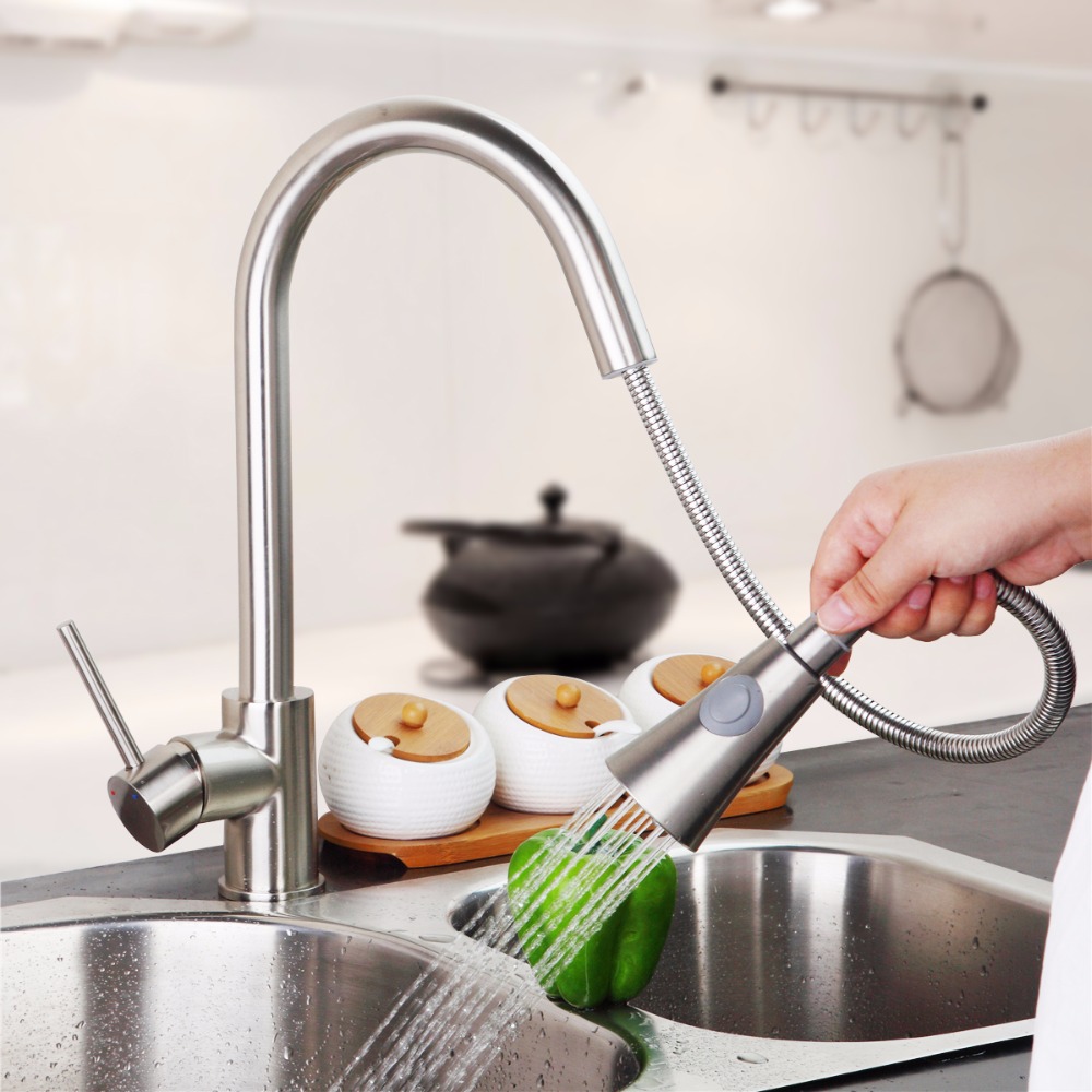 Pull Out full brass SS Finish Kitchen Mixer - 100% BIZpaye