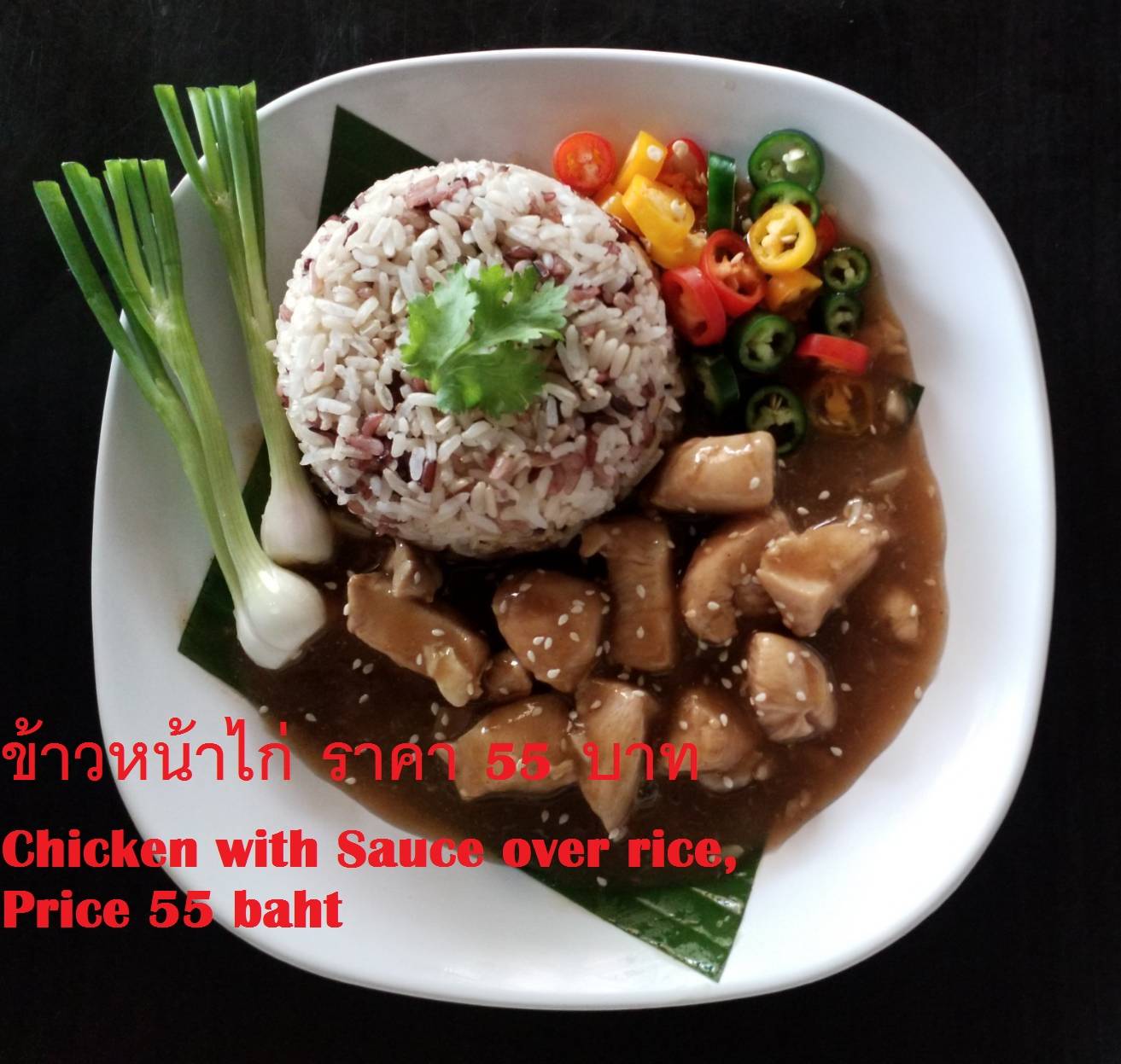 ข้าวหน้าไก่ (Chicken with Sauce over rice)