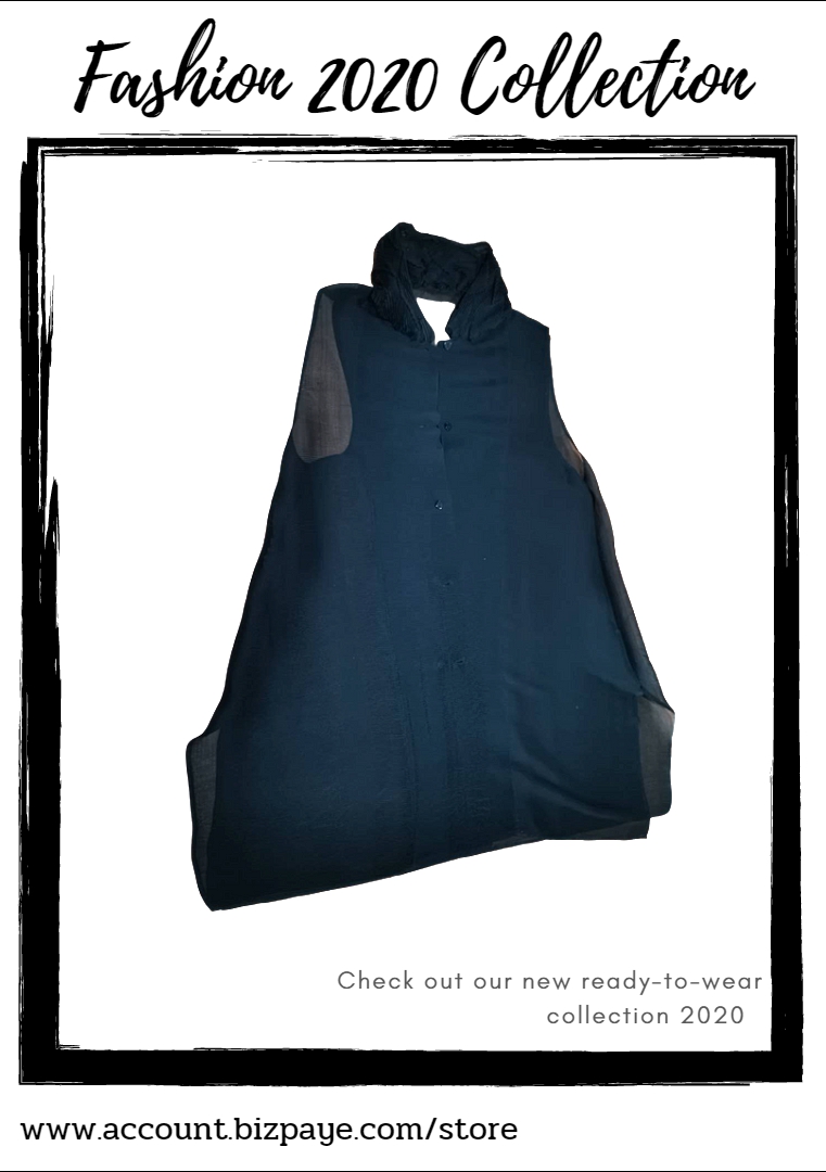 Outer see-through in black, pleated,