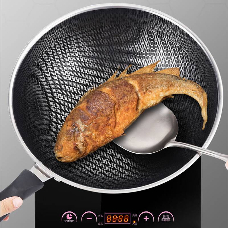 Stainless steel teflon pan High level 32CM