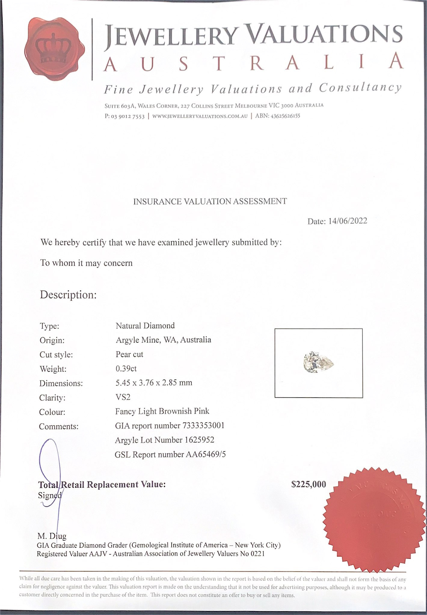 FANCY LIGHT BROWNISH PINK DIAMOND